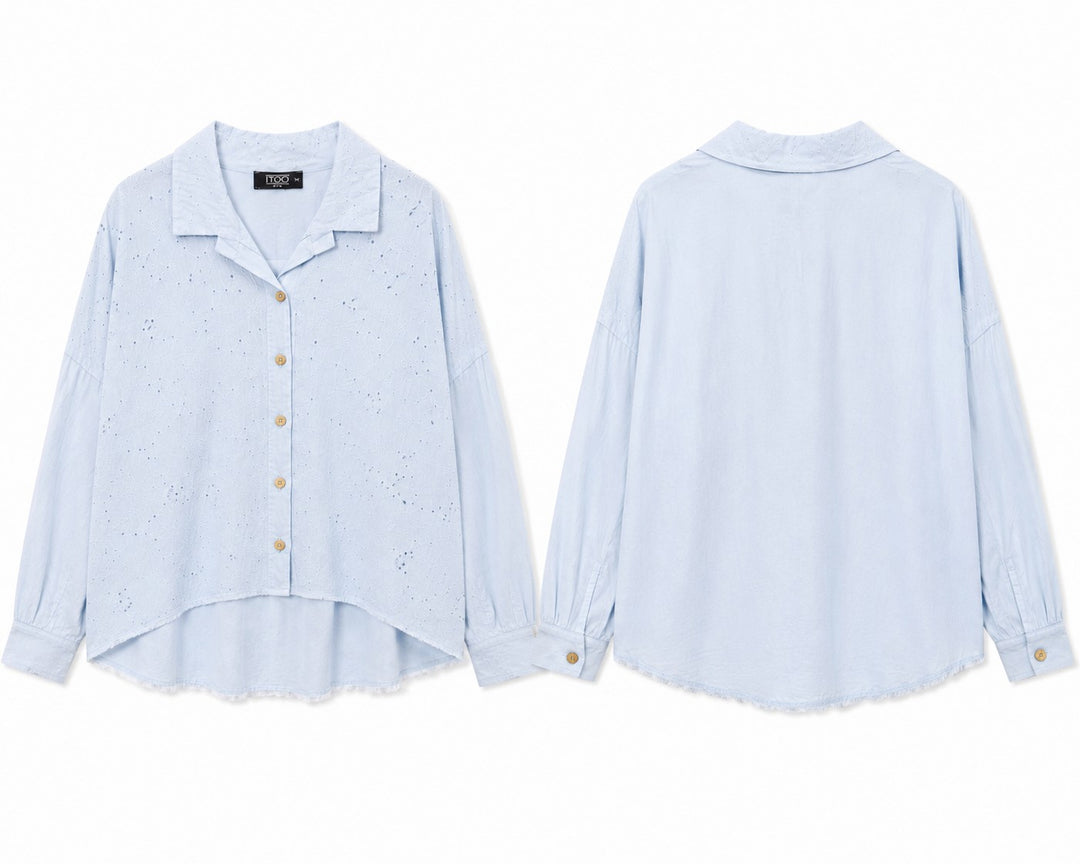 Light Blue Oversized Eyelet Shirt