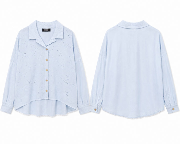 Light Blue Oversized Eyelet Shirt