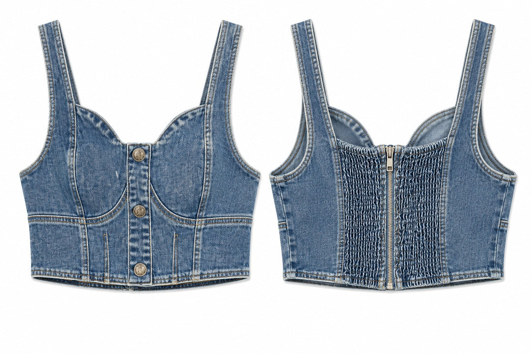 Denim Corset Crop Top