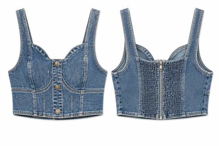 Denim Corset Crop Top