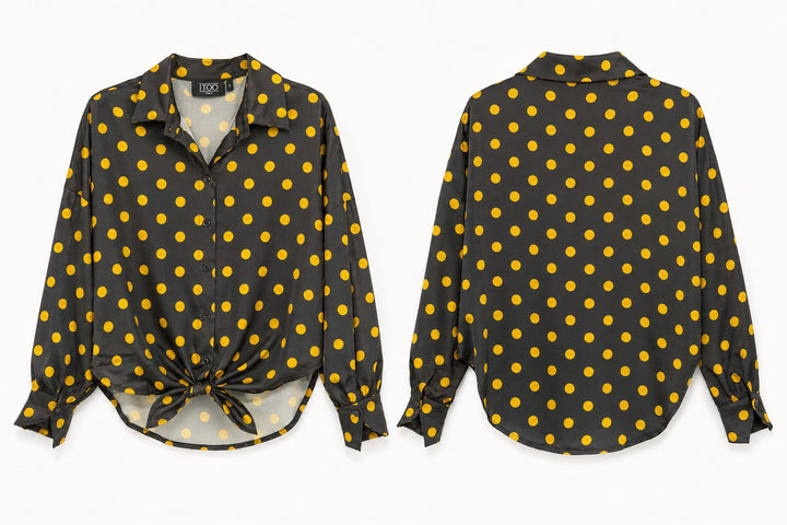 Front Tie Polka Dot Blouse