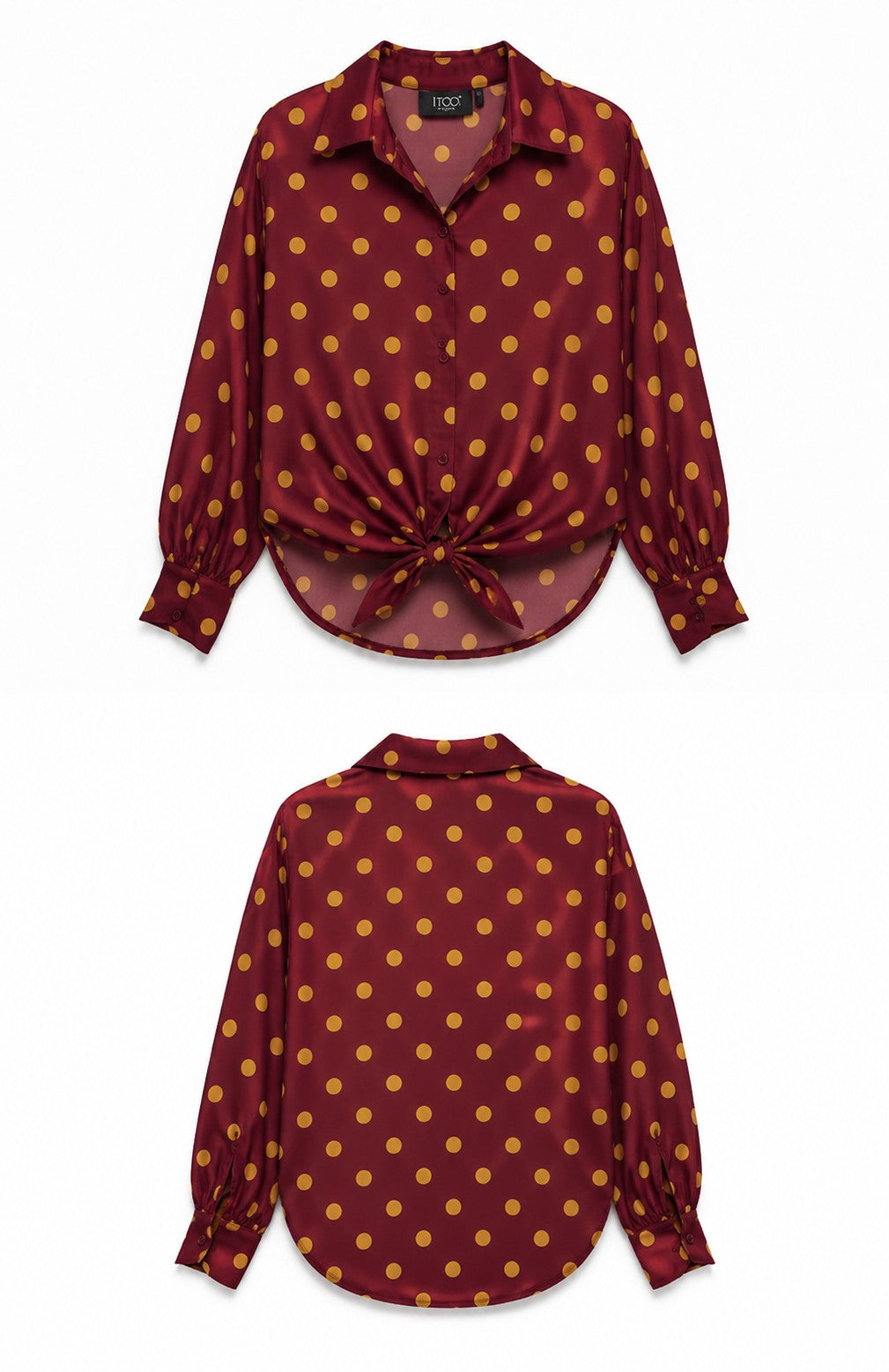 Front Tie Polka Dot Blouse