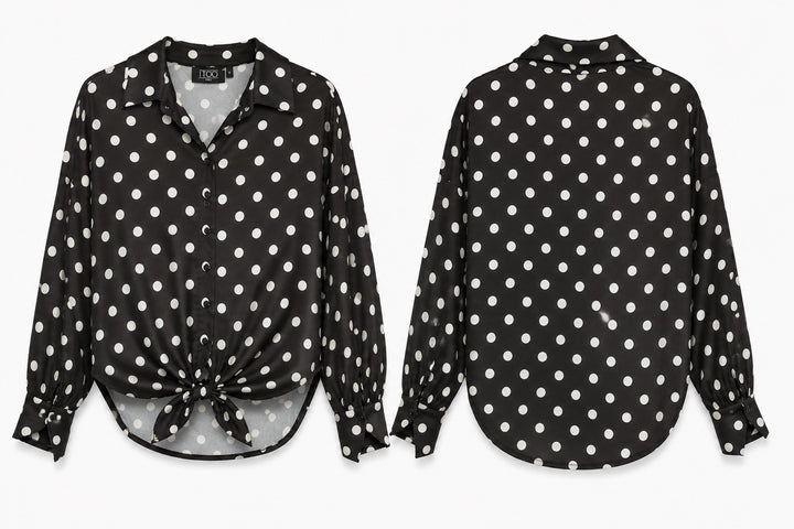 Front Tie Polka Dot Blouse