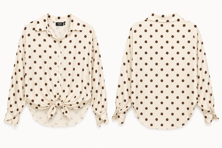 Front Tie Polka Dot Blouse