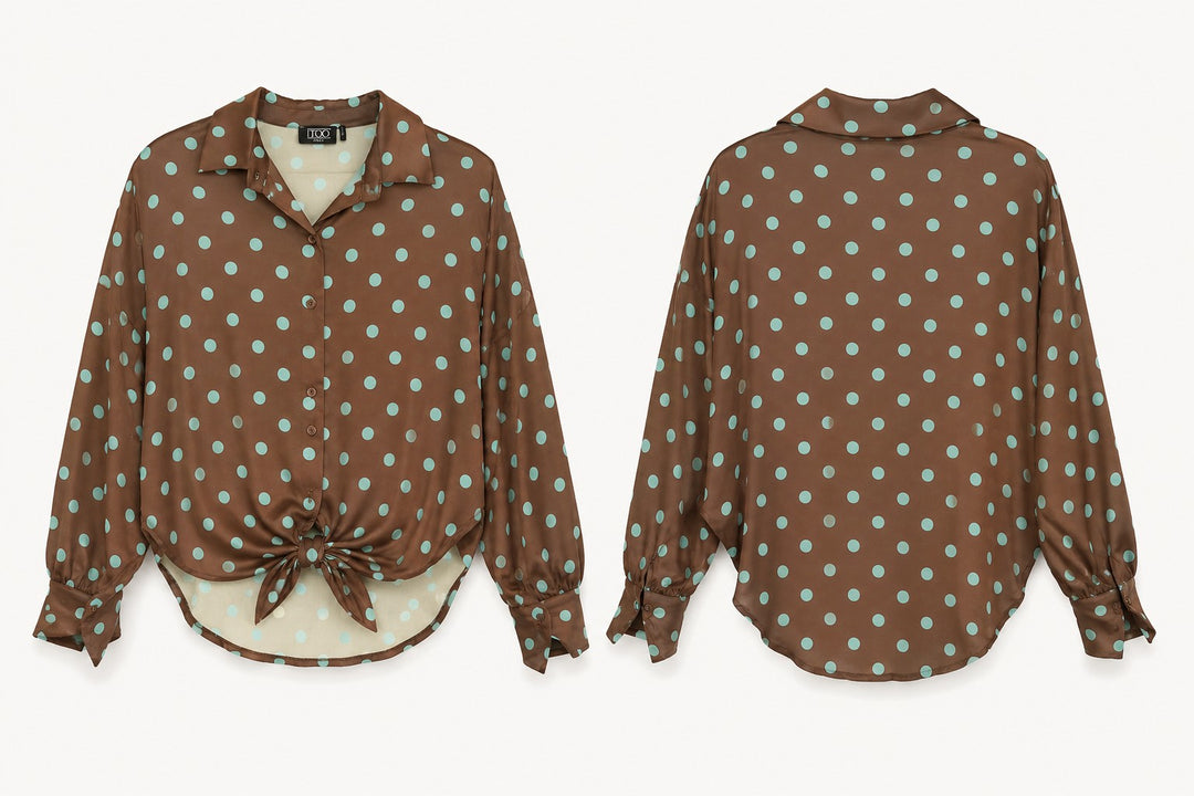 Front Tie Polka Dot Blouse