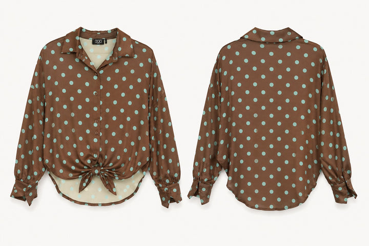 Front Tie Polka Dot Blouse