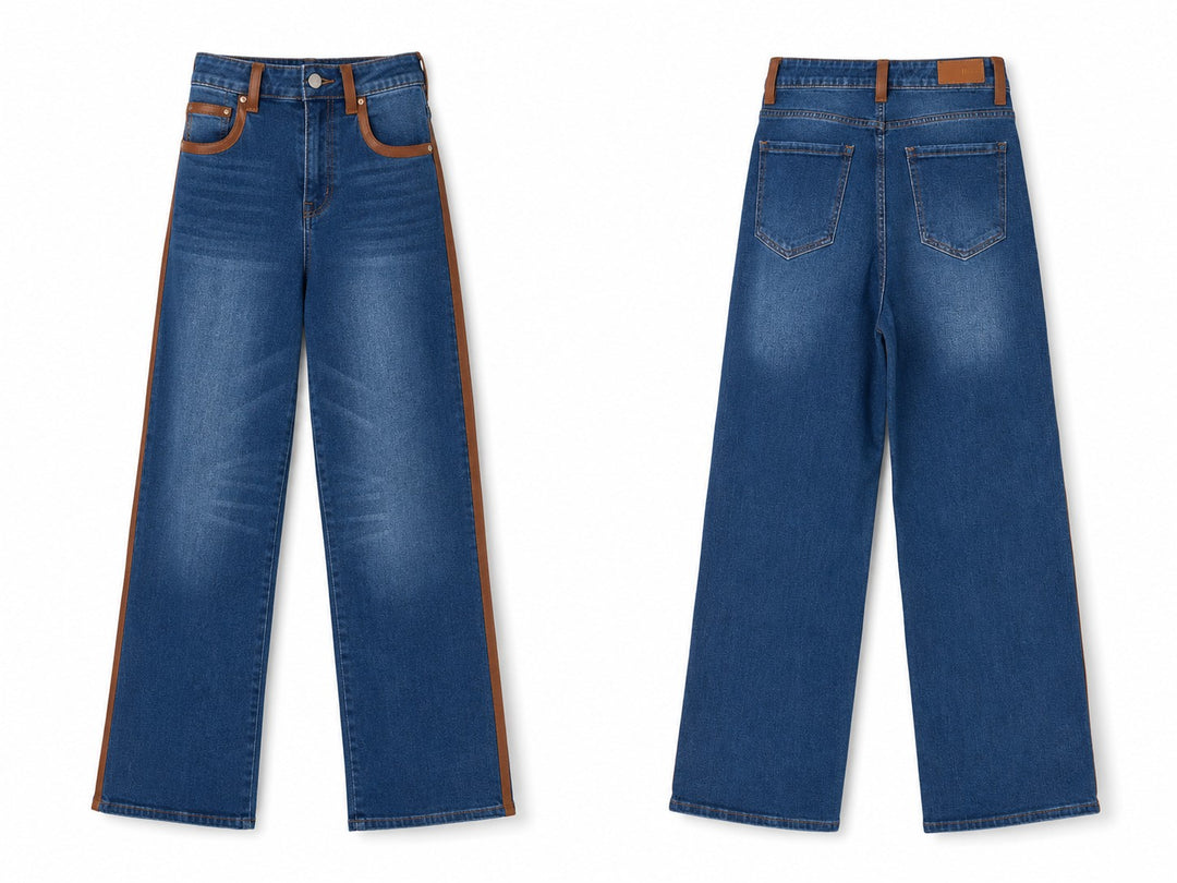 Denim Stretch Wide-Leg Jeans