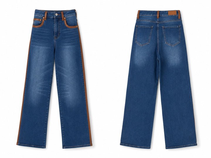 Denim Stretch Wide-Leg Jeans