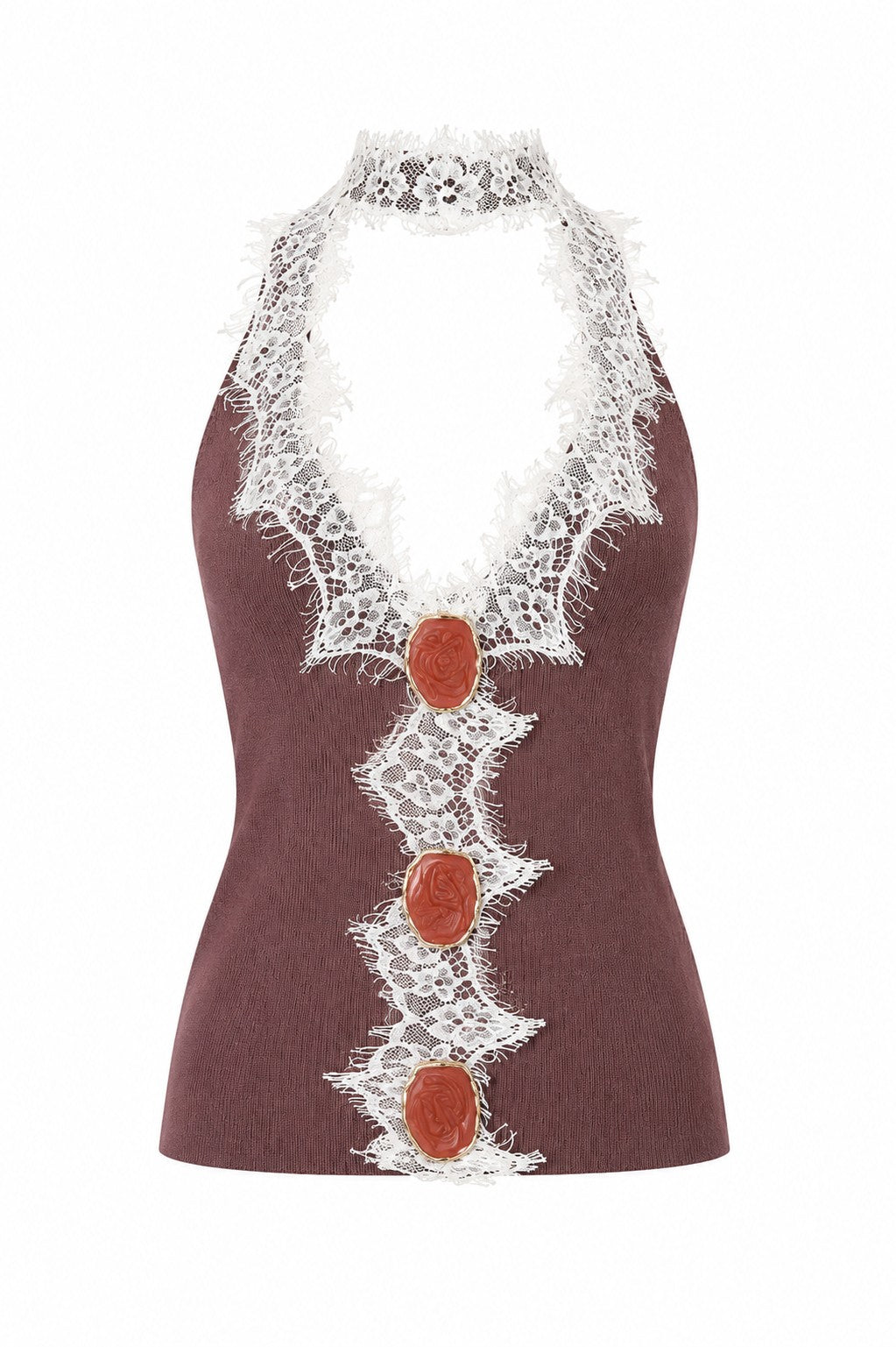 Knitting ribbed lace top