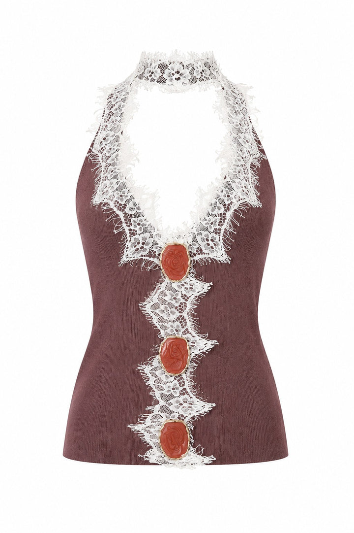 Knitting ribbed lace top