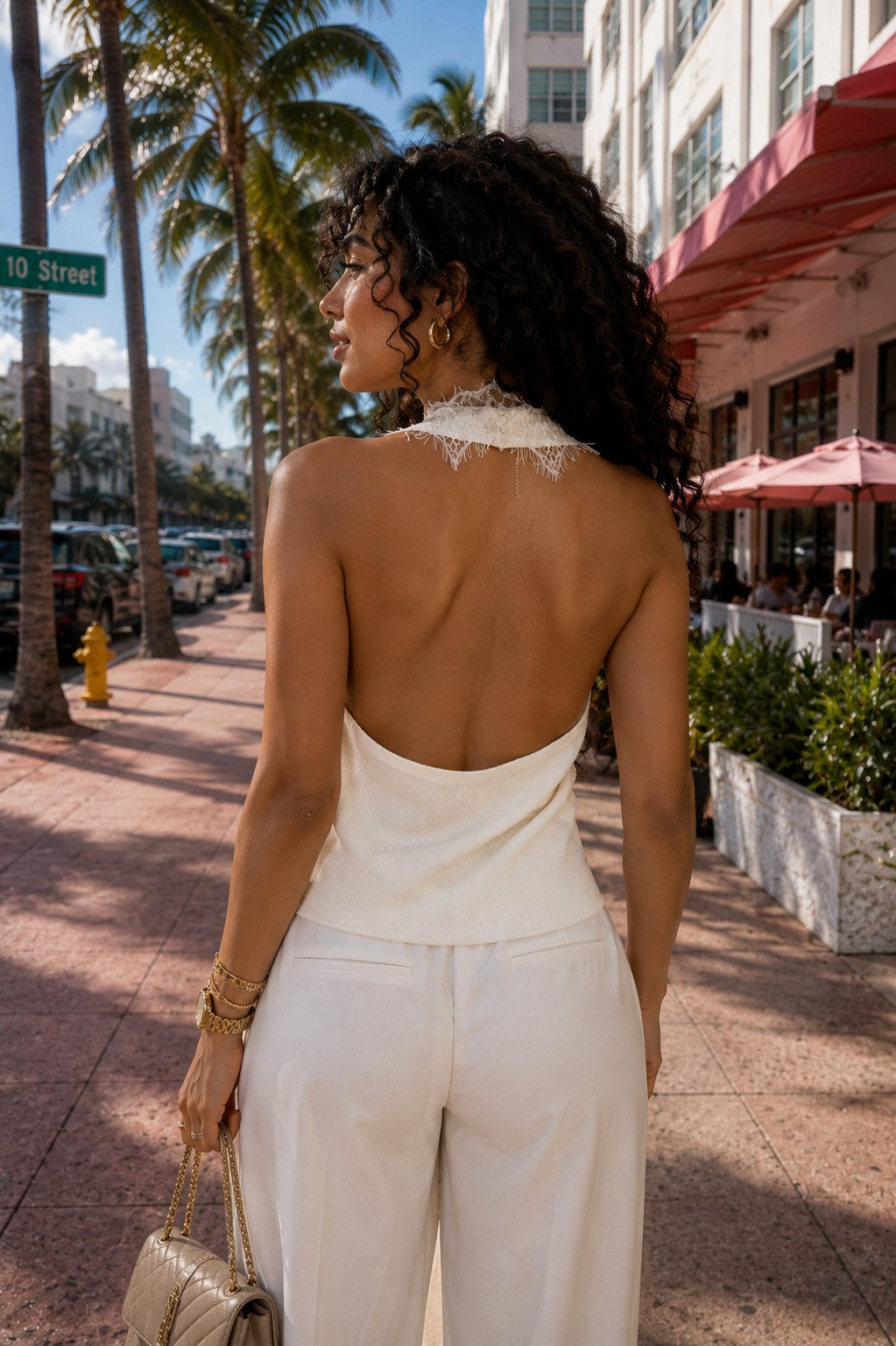 Knitting ribbed lace top