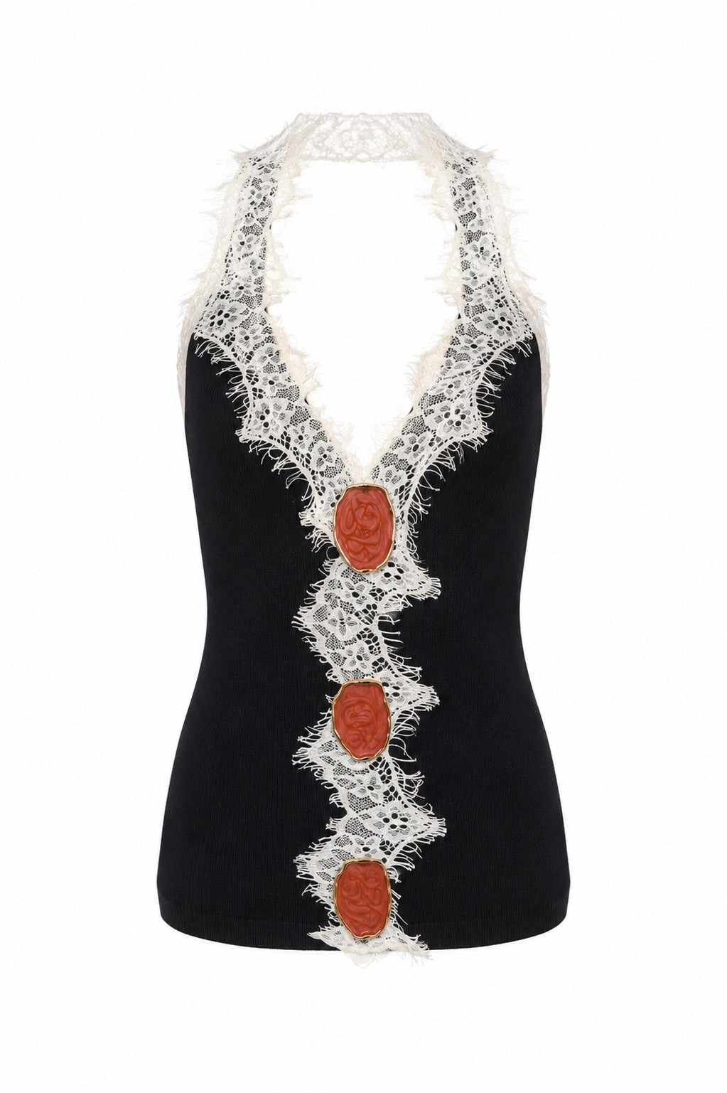 Knitting ribbed lace top