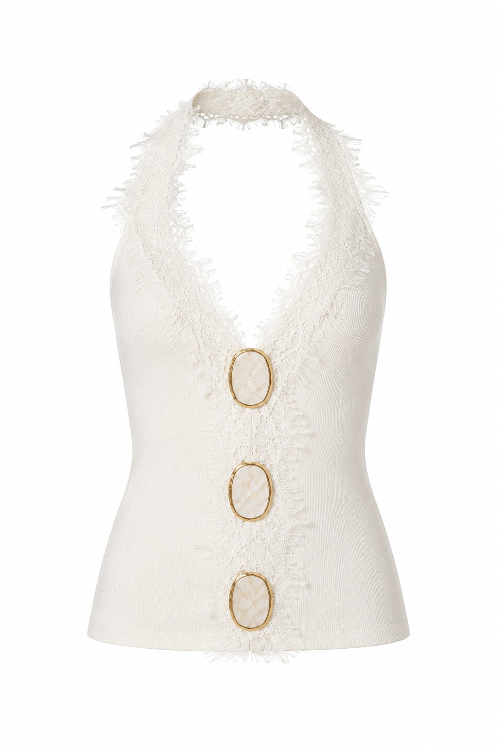 Knitting ribbed lace top