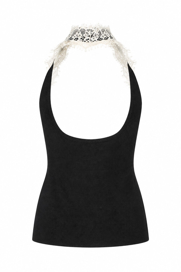 Knitting ribbed lace top