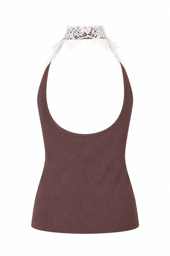 Knitting ribbed lace top