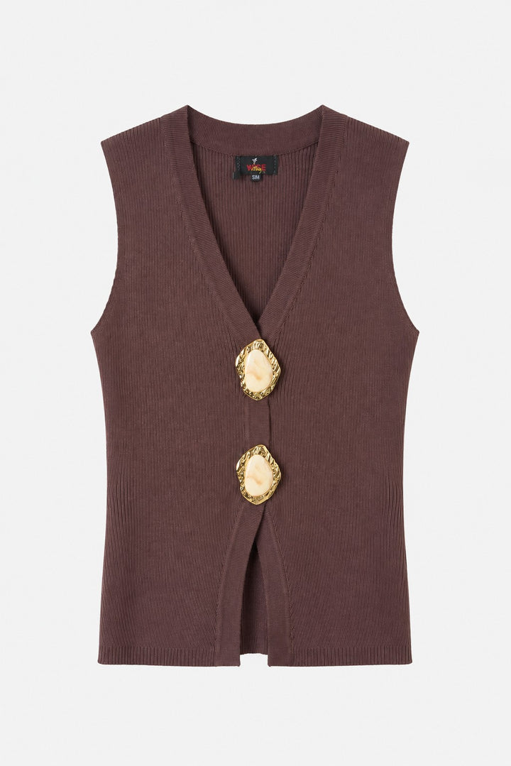 Button cut out Ribbed top