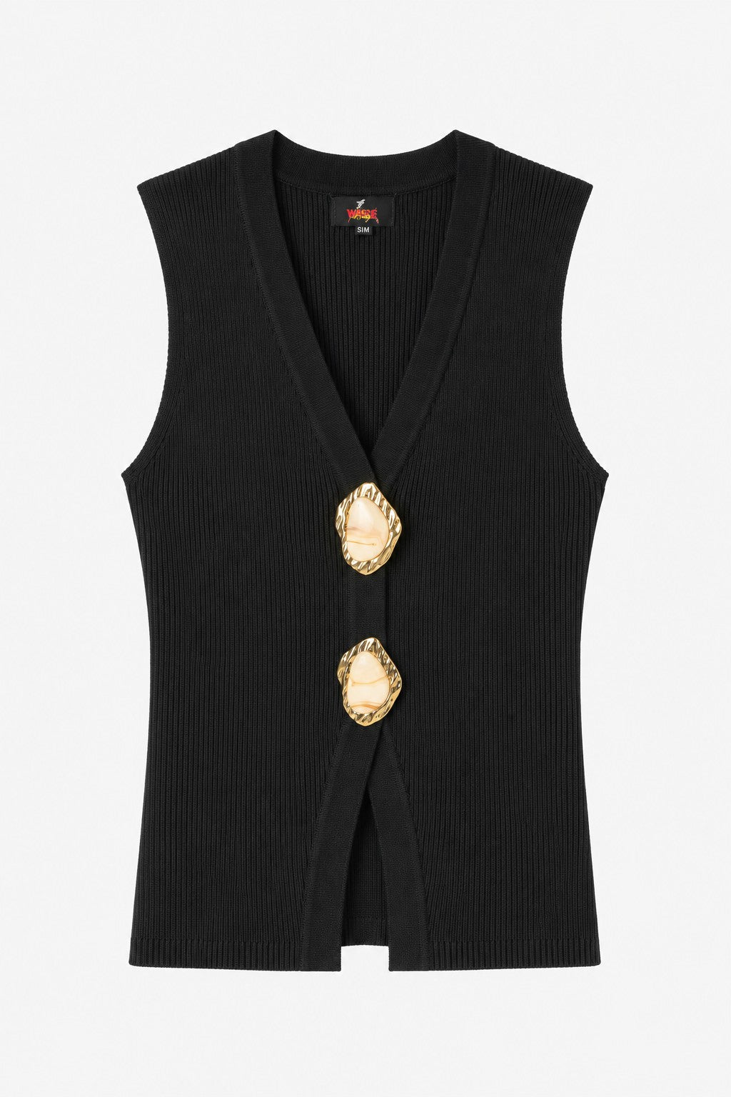 Button cut out Ribbed top