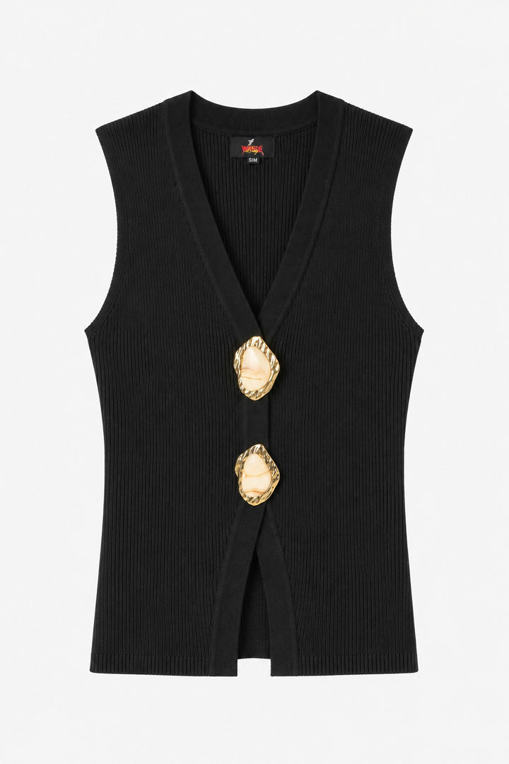 Button cut out Ribbed top