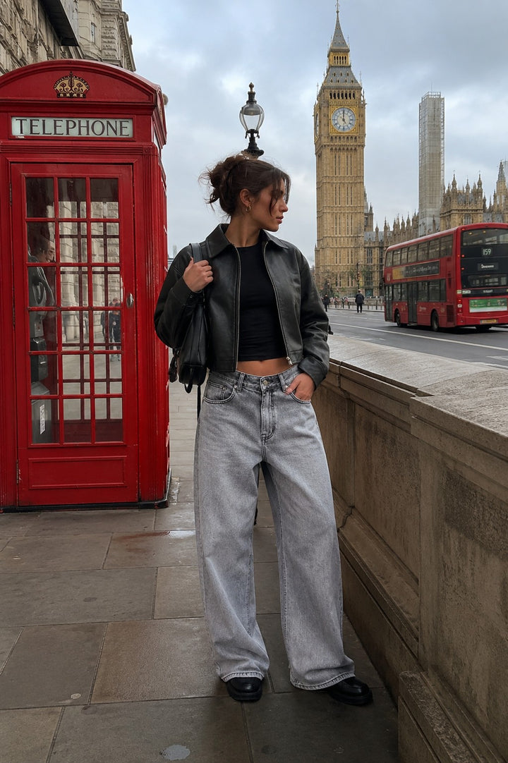 Grey oversized Spandex Denim