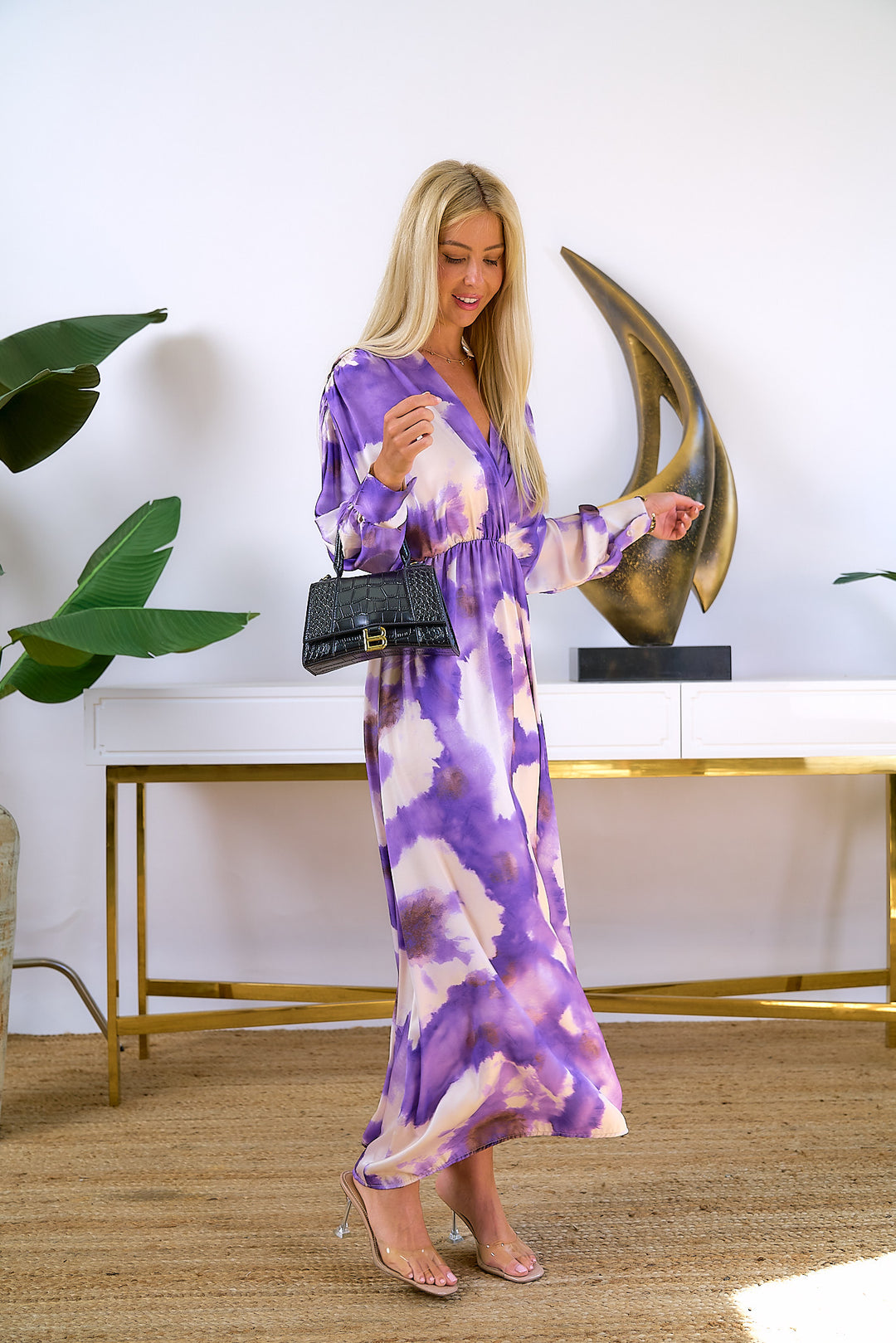 Tie Dye Satin Maxi Dress