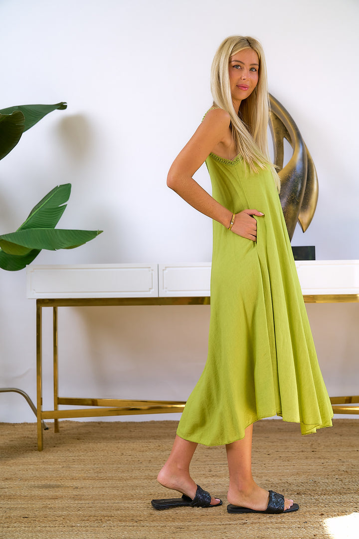 Flowy Green Midi Dress