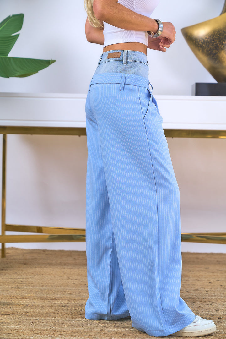 Two-Tone Double-Waistband Pants