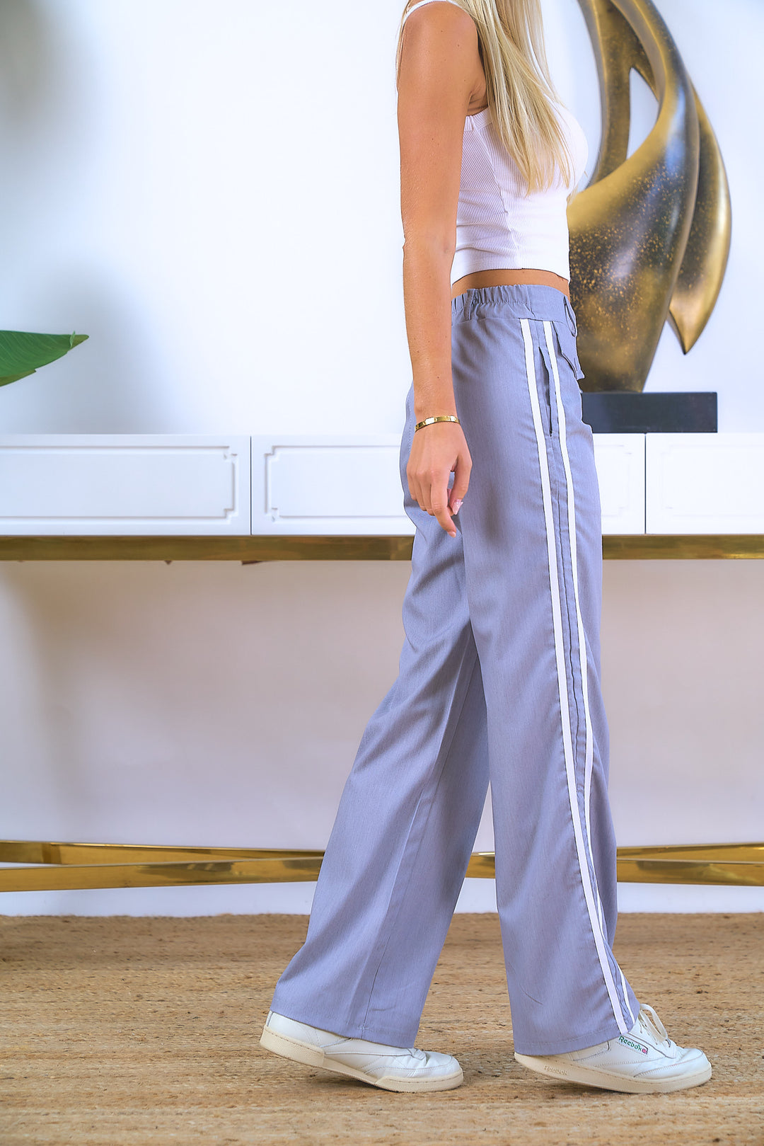 High Rise Track Stripe Pants