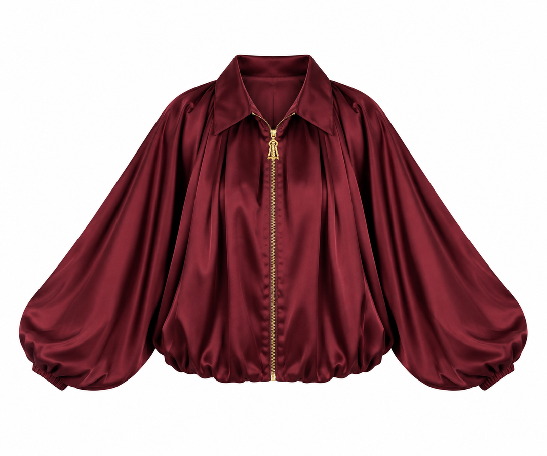 Luxe Satin Balloon Sleeve Two-Piece Set