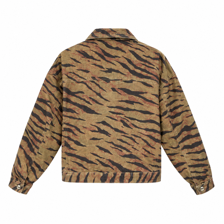 Vintage Tiger Print Denim Jacket