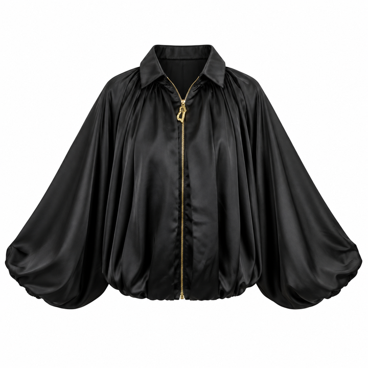 Luxe Satin Balloon Sleeve Two-Piece Set