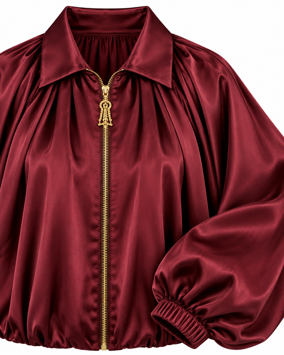 Luxe Satin Balloon Sleeve Two-Piece Set