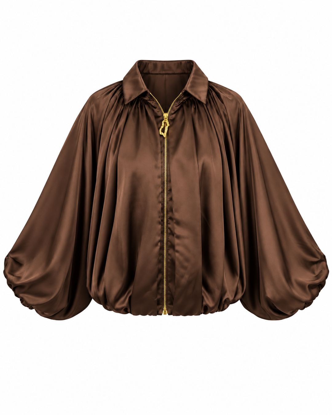 Luxe Satin Balloon Sleeve Two-Piece Set