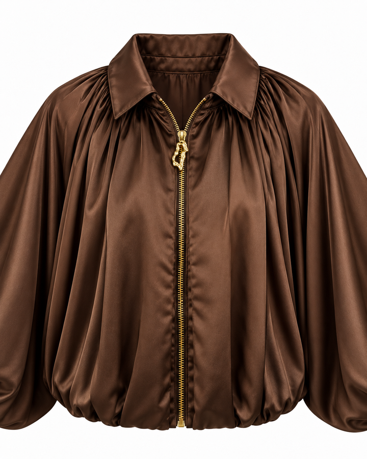 Luxe Satin Balloon Sleeve Two-Piece Set