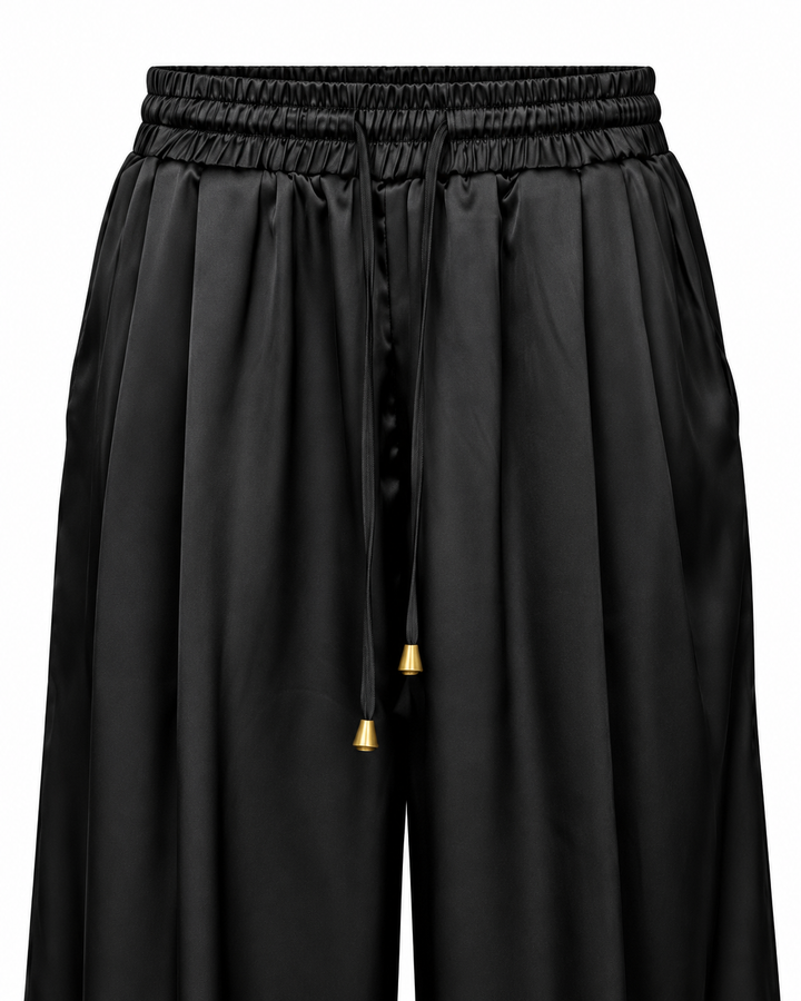 Luxe Satin Balloon Sleeve Two-Piece Set