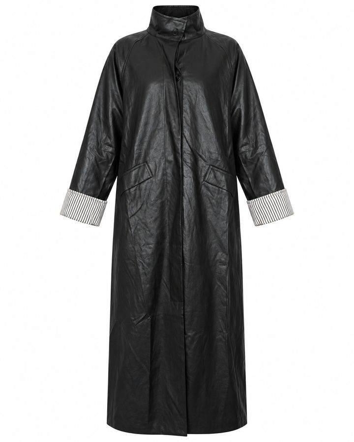 Textured Faux Leather Coat