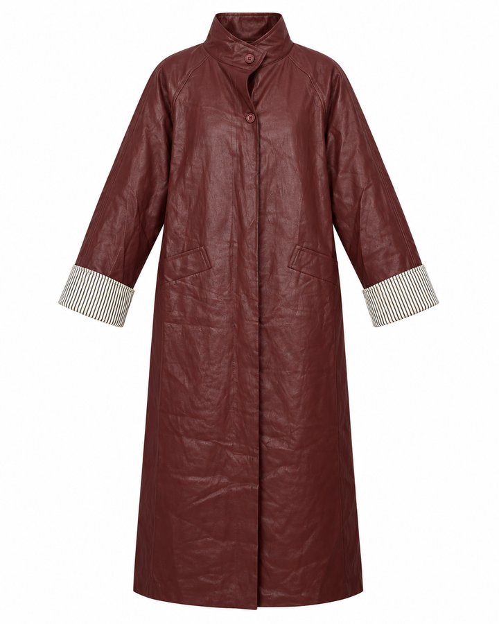 Textured Faux Leather Coat
