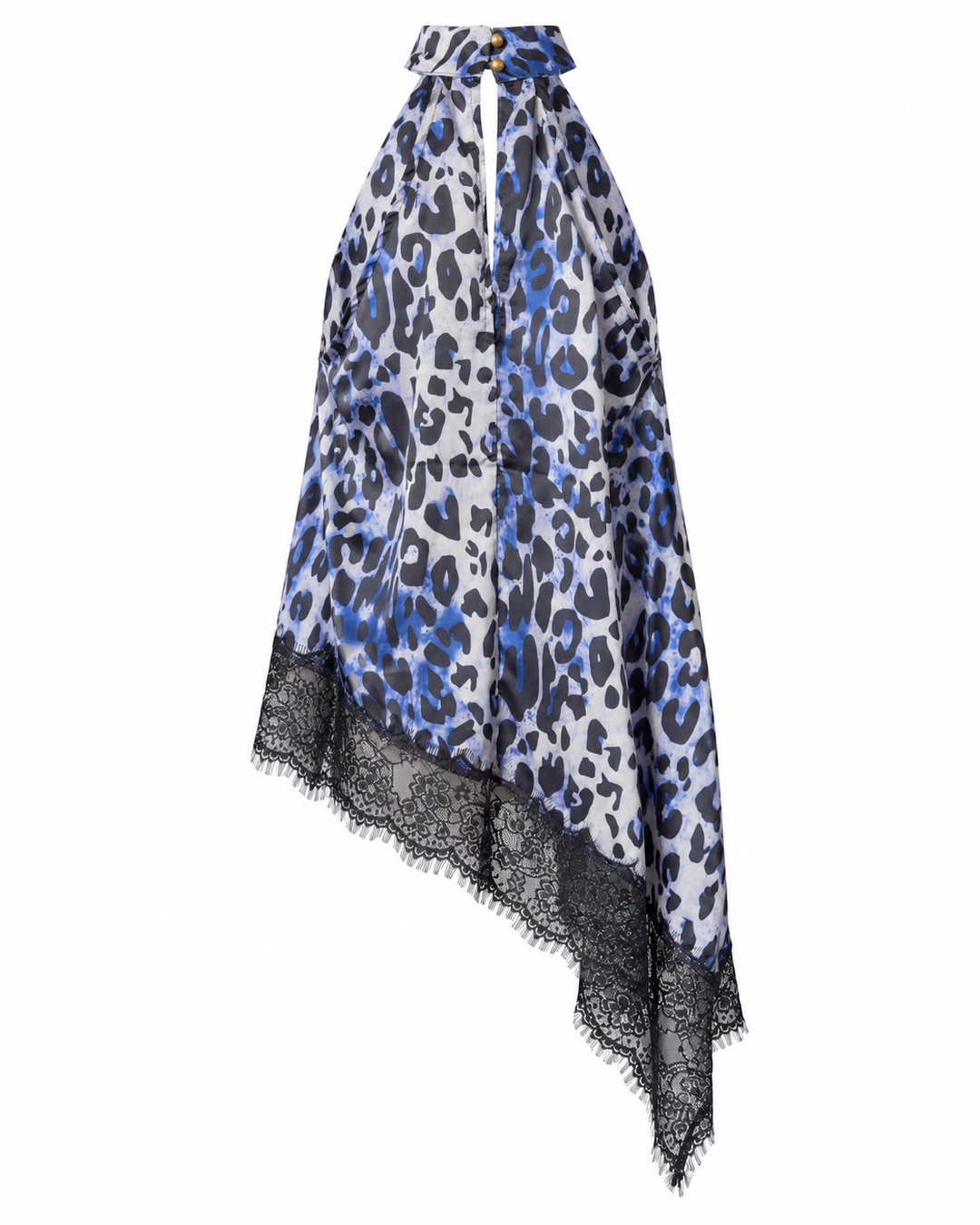 Animal Print Lace Trim Halter Top