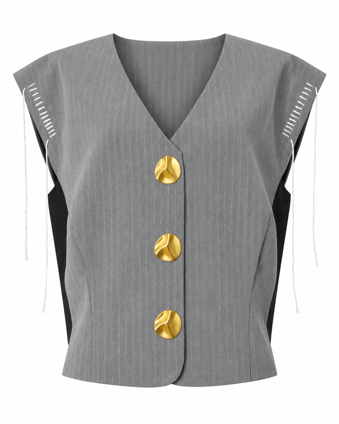 Pinstripe vest with tie detail