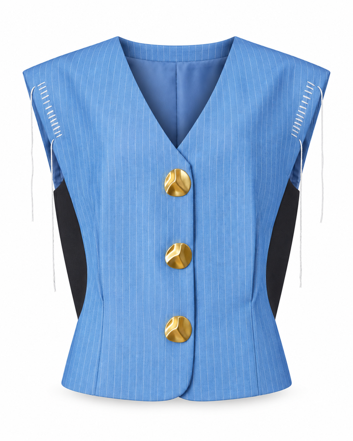 Pinstripe vest with tie detail