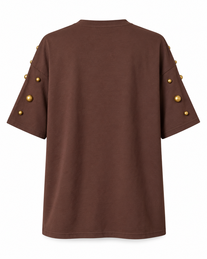 Gold Pearl Shoulder T-Shirt