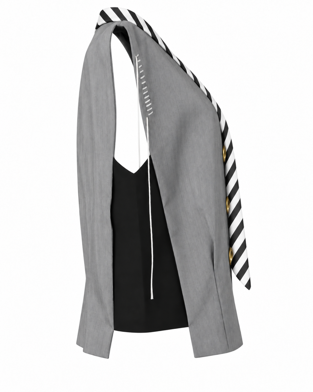 Pinstripe vest with tie detail
