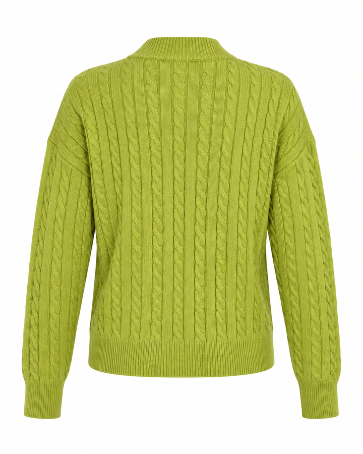 Gold & Pearl Statement Button Cable Knit Cardigan