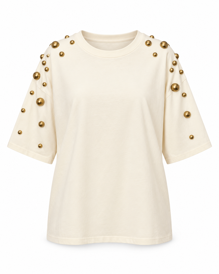 Gold Pearl Shoulder T-Shirt