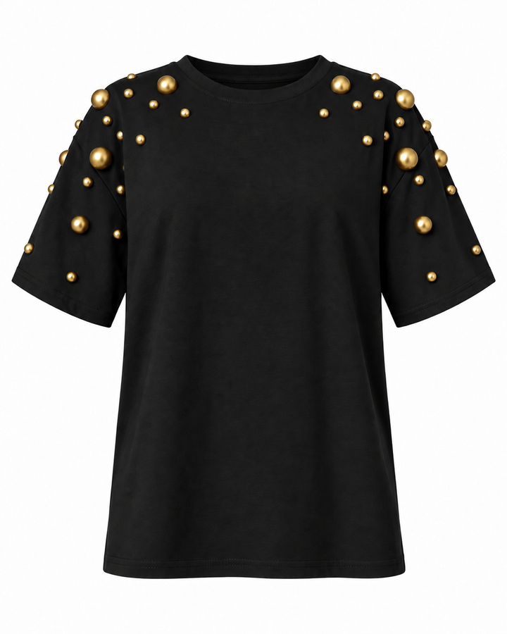 Gold Pearl Shoulder T-Shirt