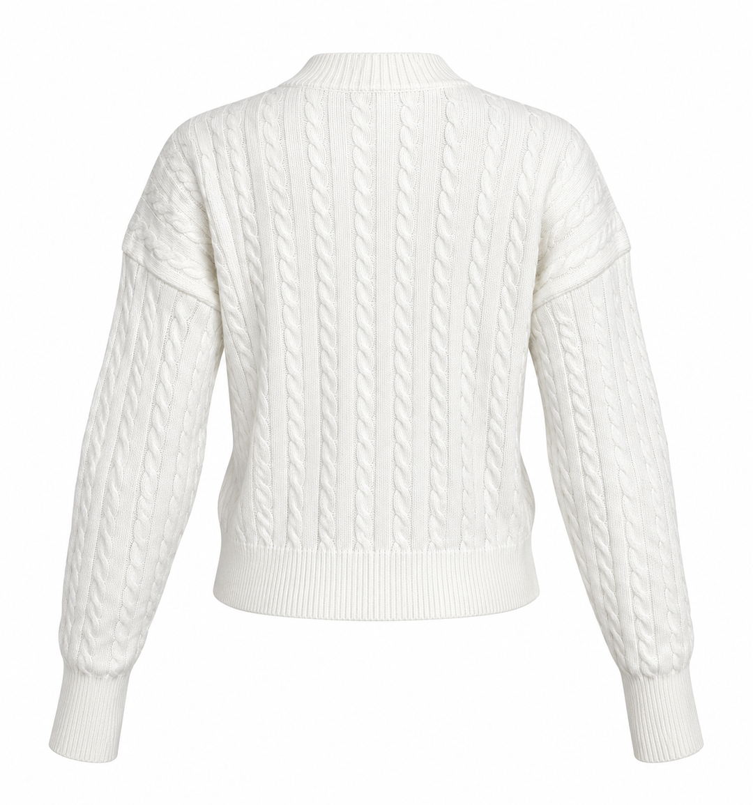 Gold & Pearl Statement Button Cable Knit Cardigan