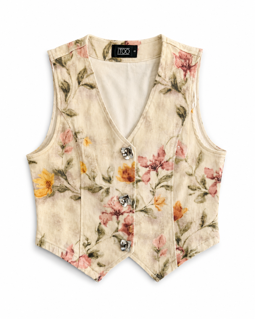 Floral Tailored Button Vest