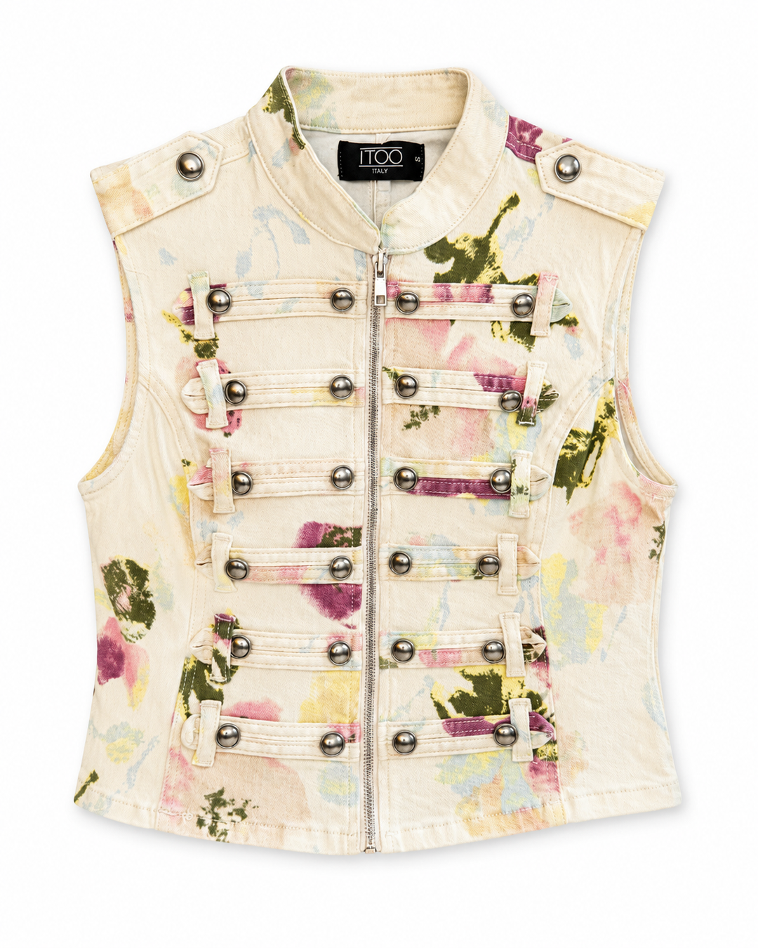 Floral Military-Inspired Vest
