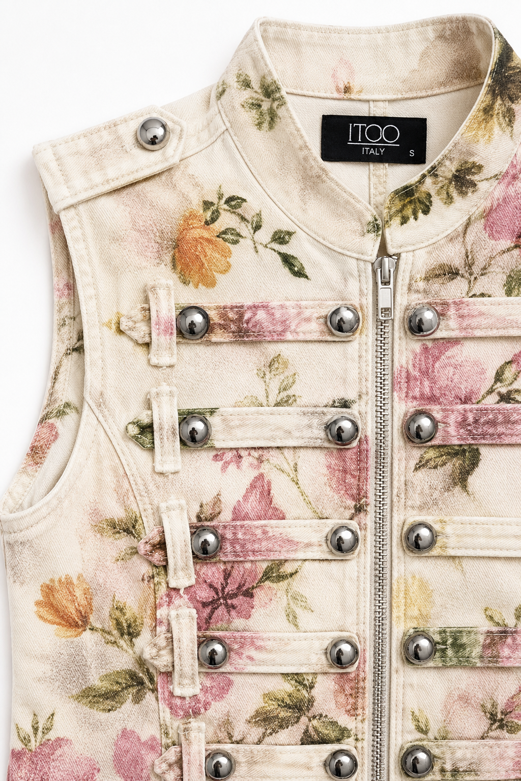 Floral Military-Inspired Vest