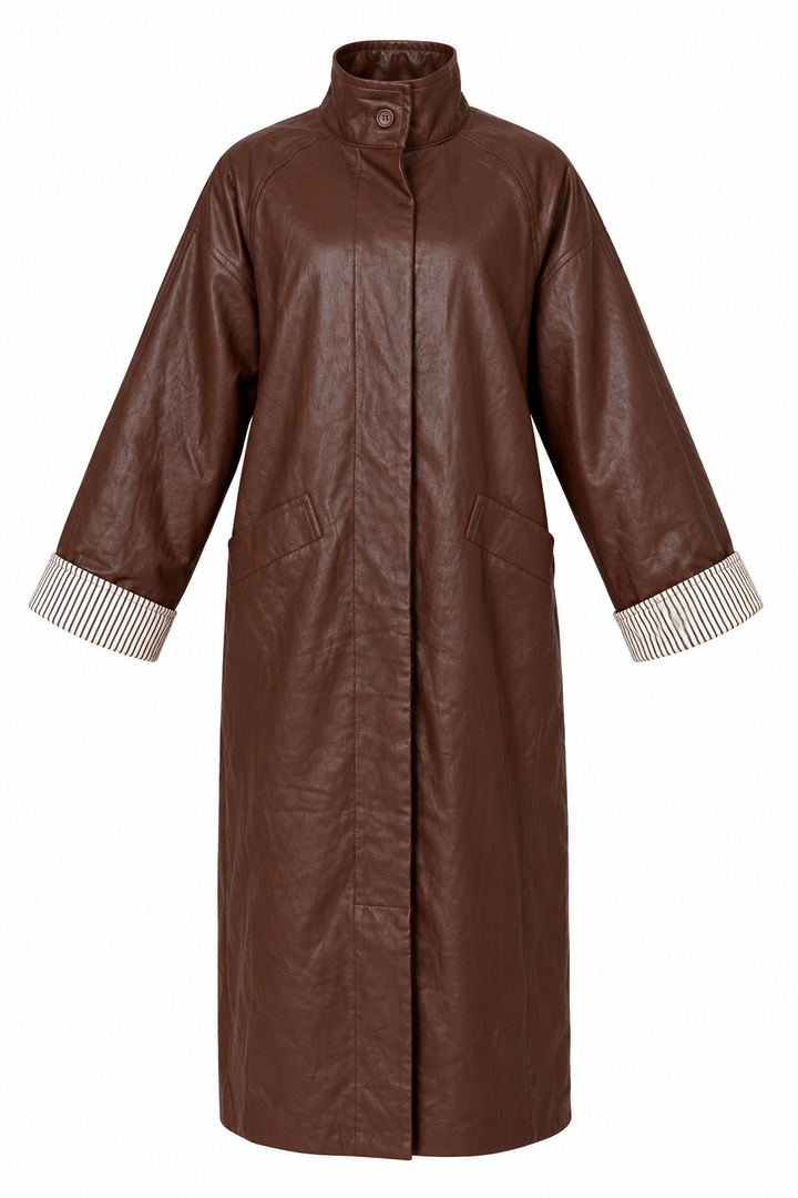 Textured Faux Leather Coat