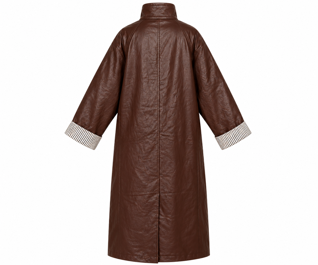 Textured Faux Leather Coat
